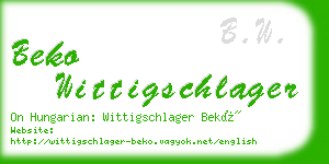 beko wittigschlager business card